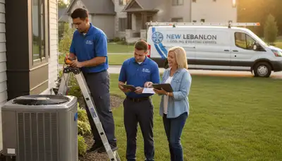 Professional AC repair technician servicing air conditioner unit in Dayton, OH